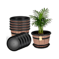 Planteer Pots 5-Pack 12 Inch Whiskey Barrel Planters with Saucer