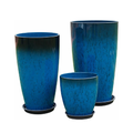 Planteer Pots 3-Pack Large Tall Planters with Saucers Indoor Outdoor