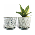 Planteer Pots 2-Pack 6 Inch Beaded Ceramic Planters Gray