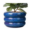 Planteer Pots 13.5 Inch Blue Ceramic Planter with Drainage